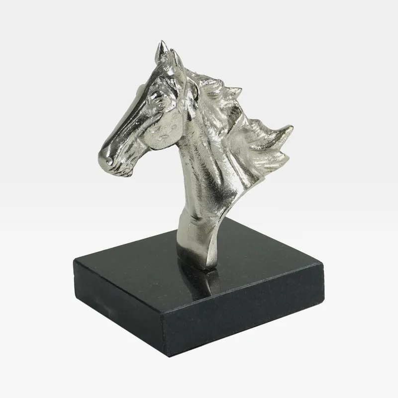 HORSEHEAD decoration nickel/black - H17cm