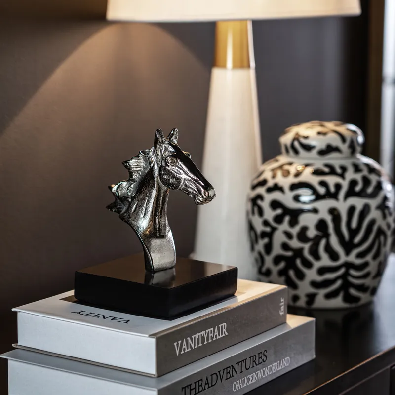 HORSEHEAD decoration nickel/black - H17cm