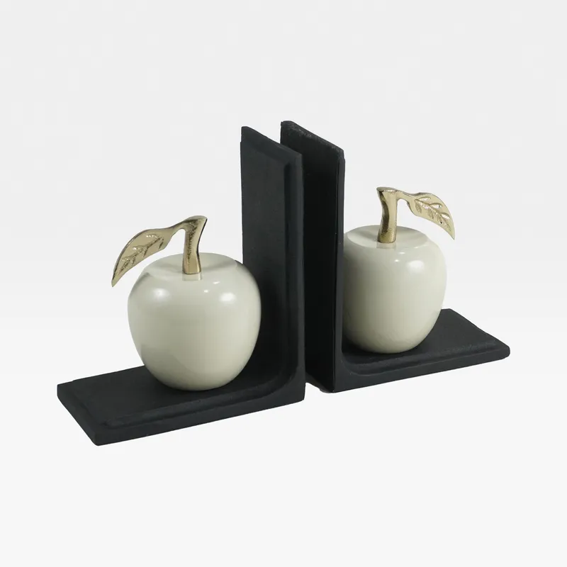 APPLE bookends grey/black set of 2 - H15cm