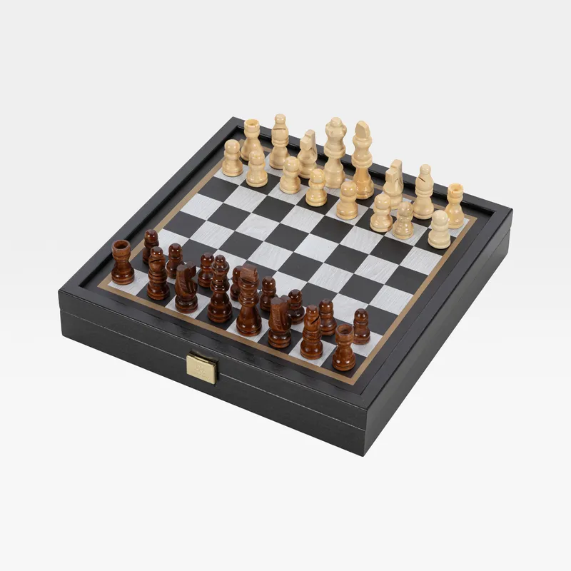 NERES chess backgammon set black/white - 27x27cm