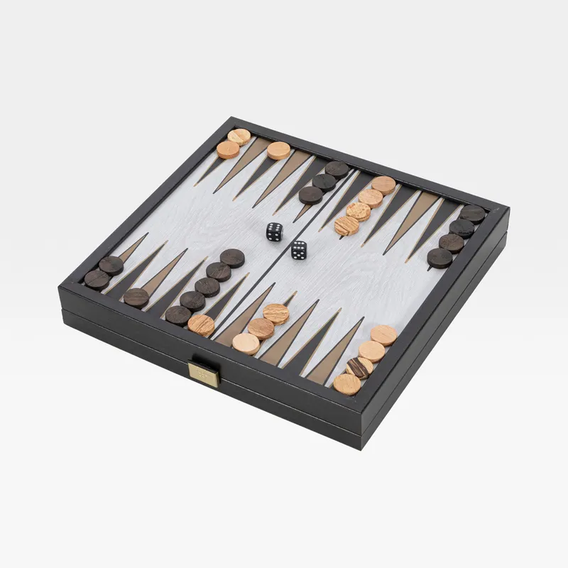 NERES chess backgammon set black/white - 27x27cm