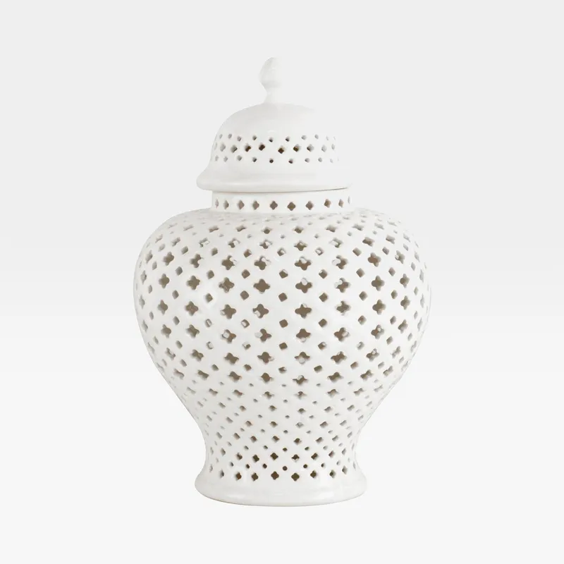 COLSON jar with lid white - H37cm