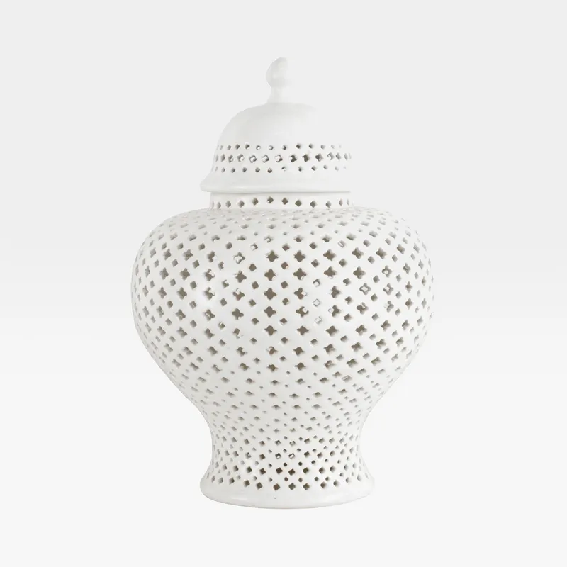 COLSON jar with lid white - H49cm