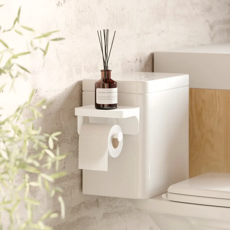FLEX adhesive toilet paper holder with shelf white