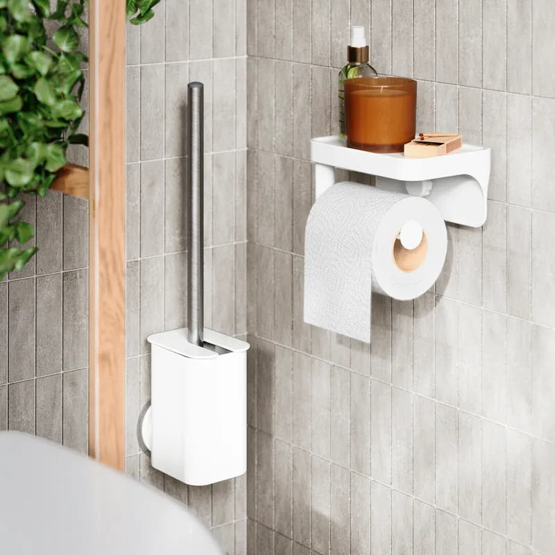 FLEX adhesive toilet paper holder with shelf white