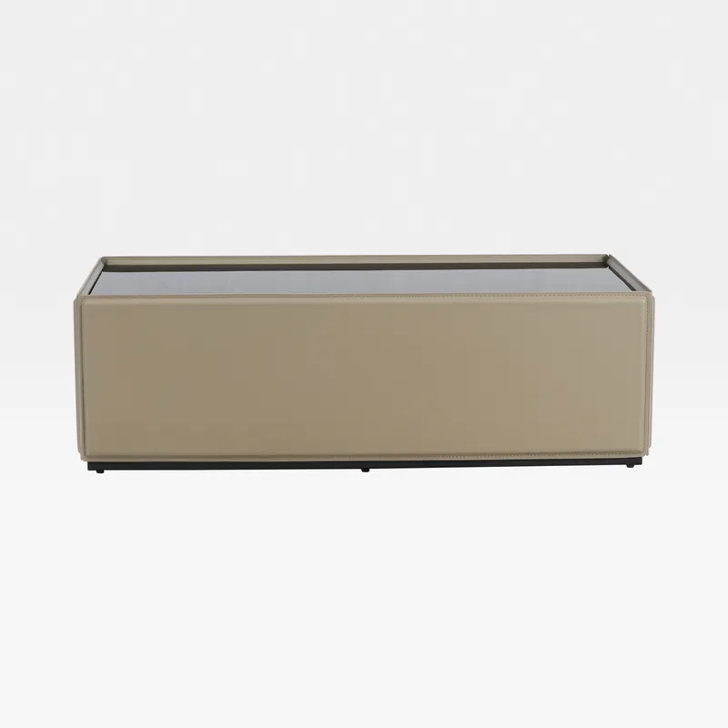 DEWAR coffee table faux leather taupe - 112x56cm