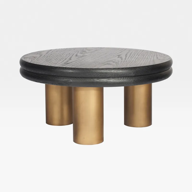 MACARON coffee table black/brass - dia 80cm