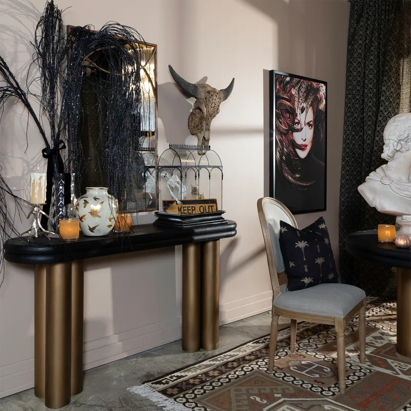 MACARON console black/brass - 160x38cm