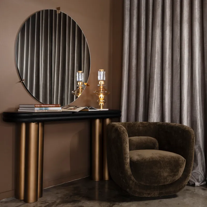 MACARON console black/brass - 160x38cm