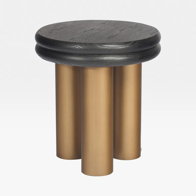 MACARON side table black/brass - dia 50cm