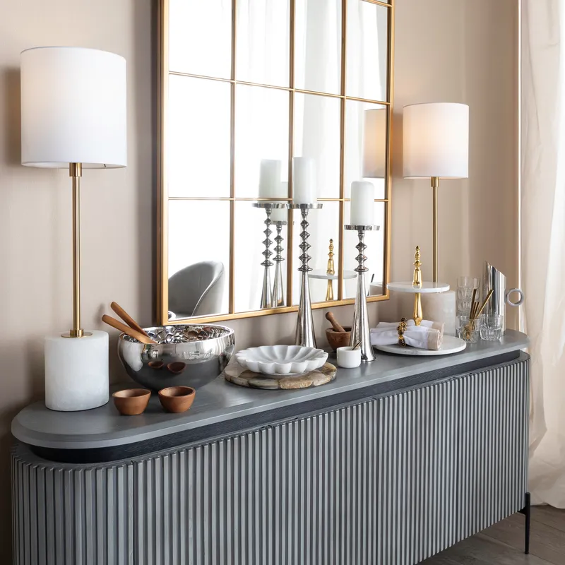 MARBLE cake stand white/gold - H33cm