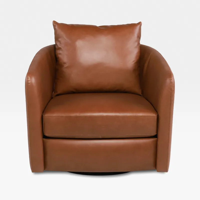 LORIK swivel armchair leather brown
