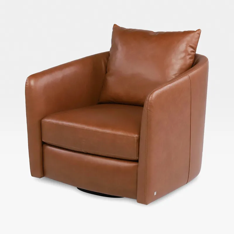 LORIK swivel armchair leather brown