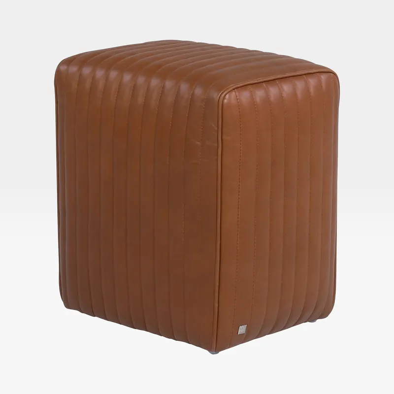 RIBBED stool leather brown - 33x47cm