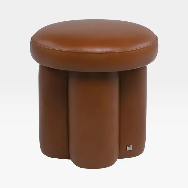 TRIBUS stool leather brown - dia 40cm