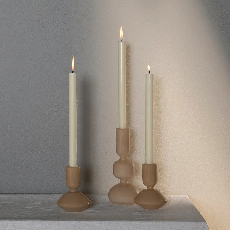 ETTA candle holder beige - H14cm