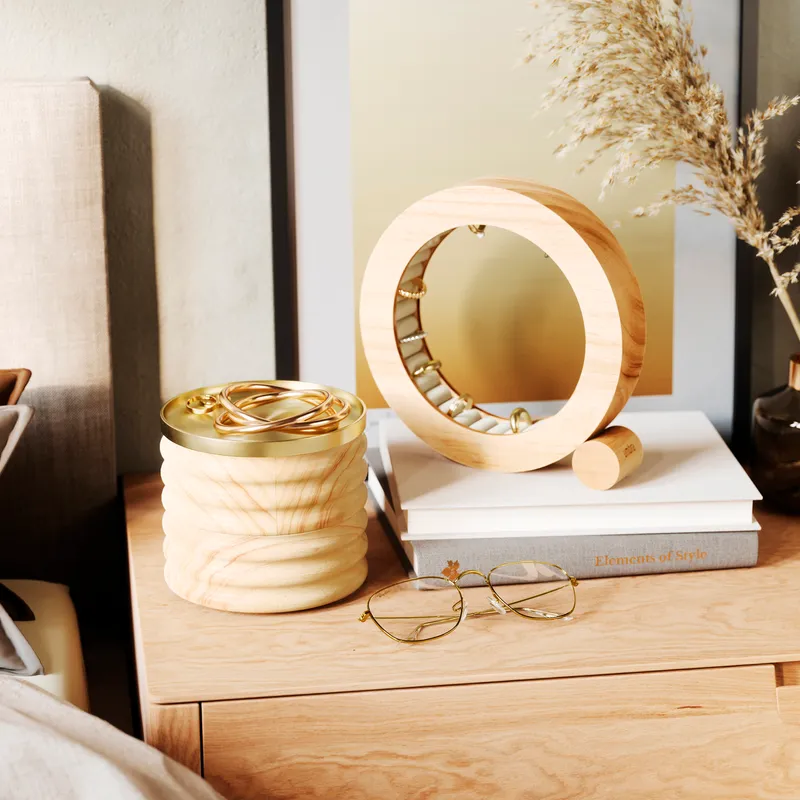 TESORA storage box natural/brass