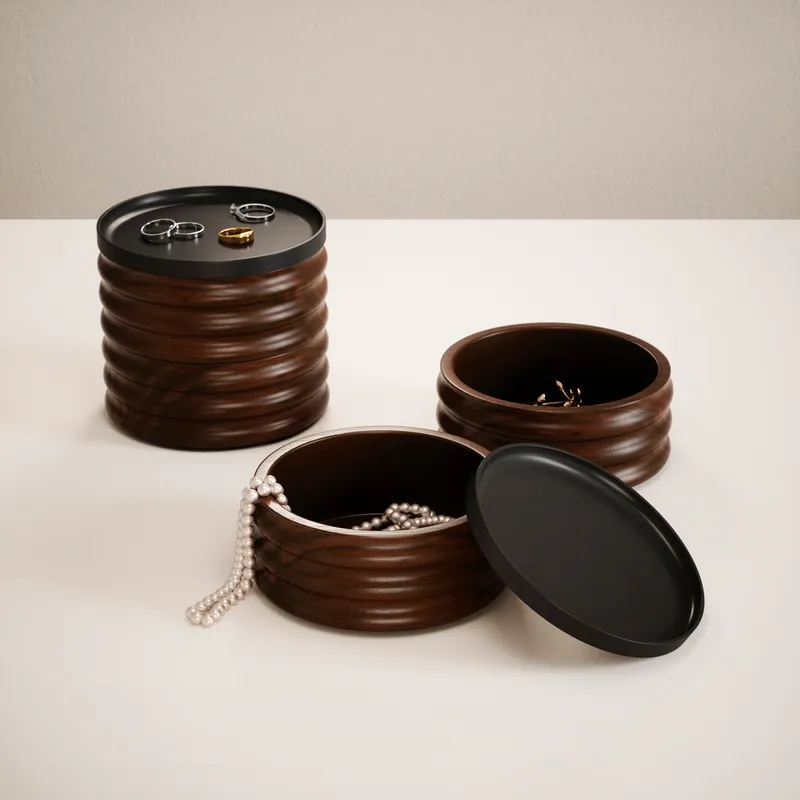 TESORA storage box black/walnut
