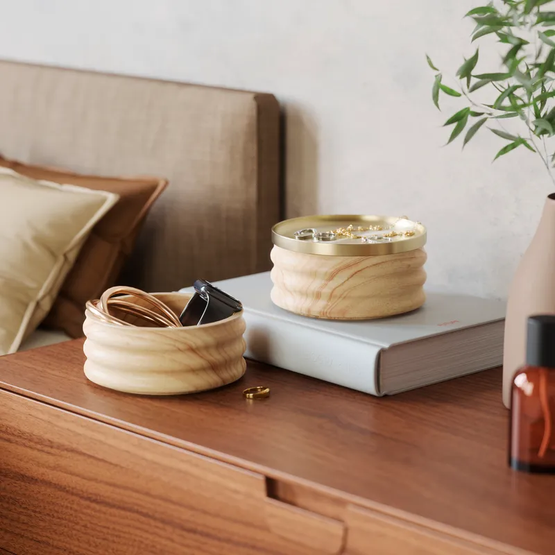 TESORA storage box natural/brass