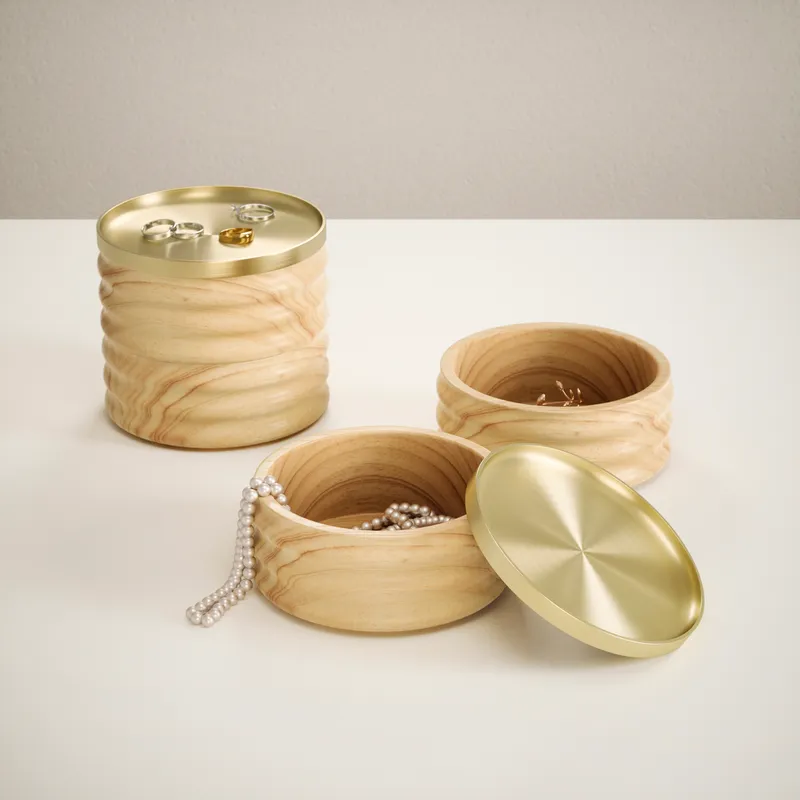 TESORA storage box natural/brass