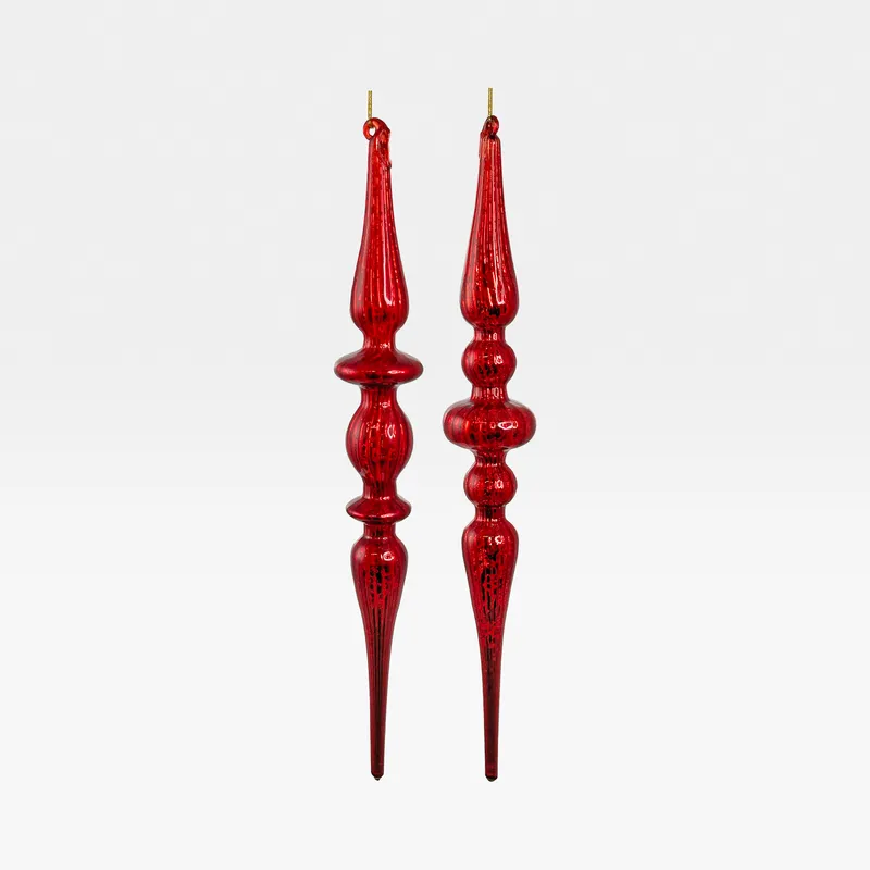 LINED icicle decoration red assorted 2 - H30cm
