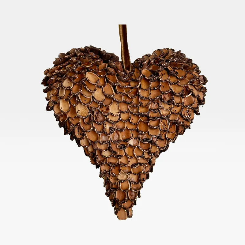 NUTSHELL heart decoration brown - H15cm