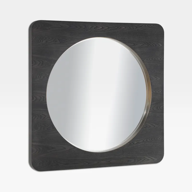BIANCA wall mirror black -120x120cm