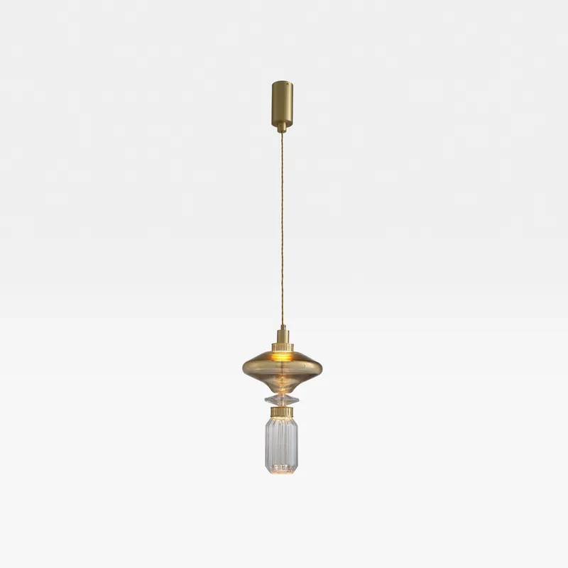 ASTEROPE III pendant lamp clear/gold - dia 23cm