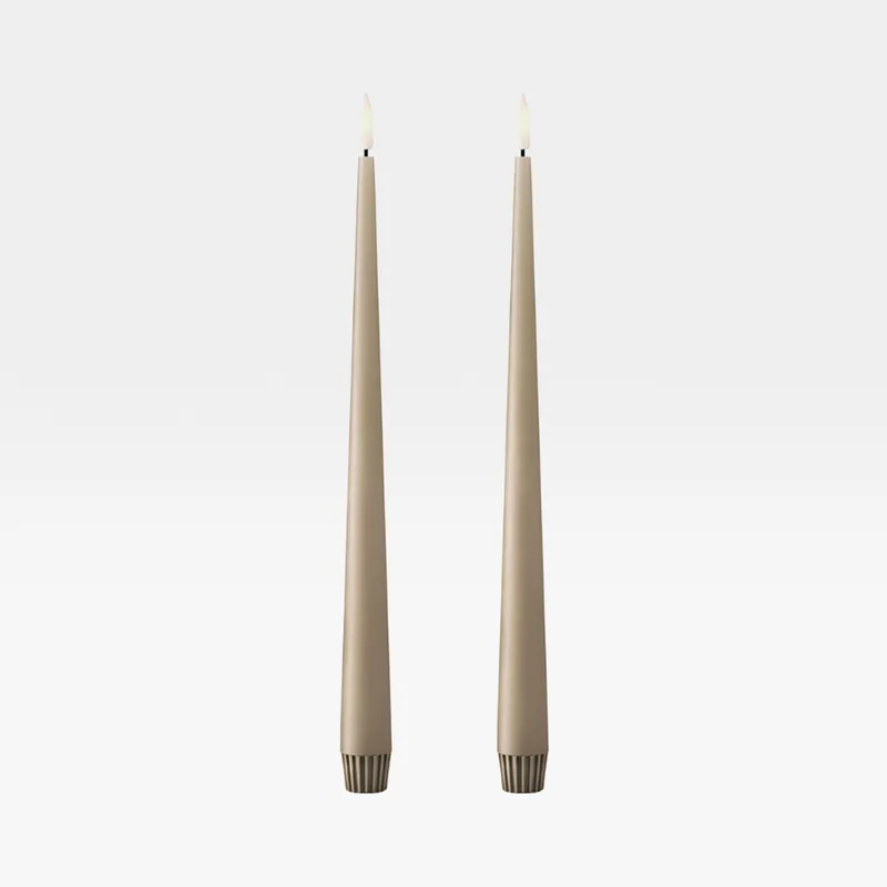 ERIK LED taper candles nougat note set of 2