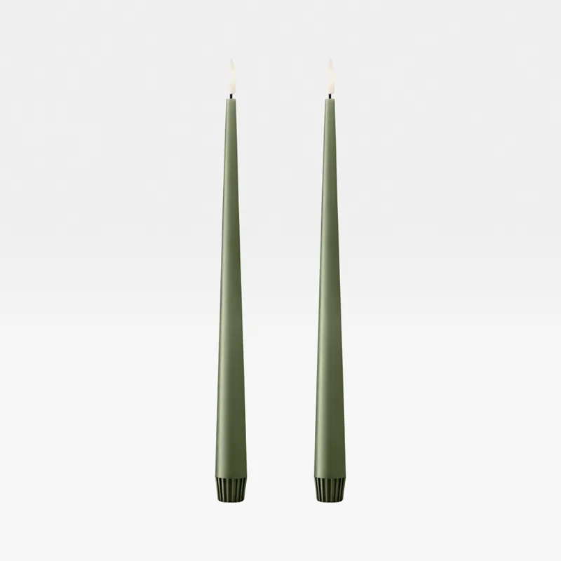 ERIK LED taper candles green soil set of 2