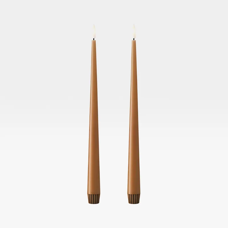 ERIK LED taper candles raw toffee set of 2