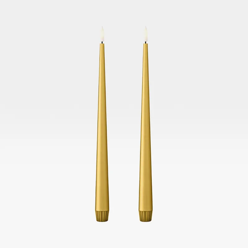 ERIK LED taper candles gold metallic set of 2
