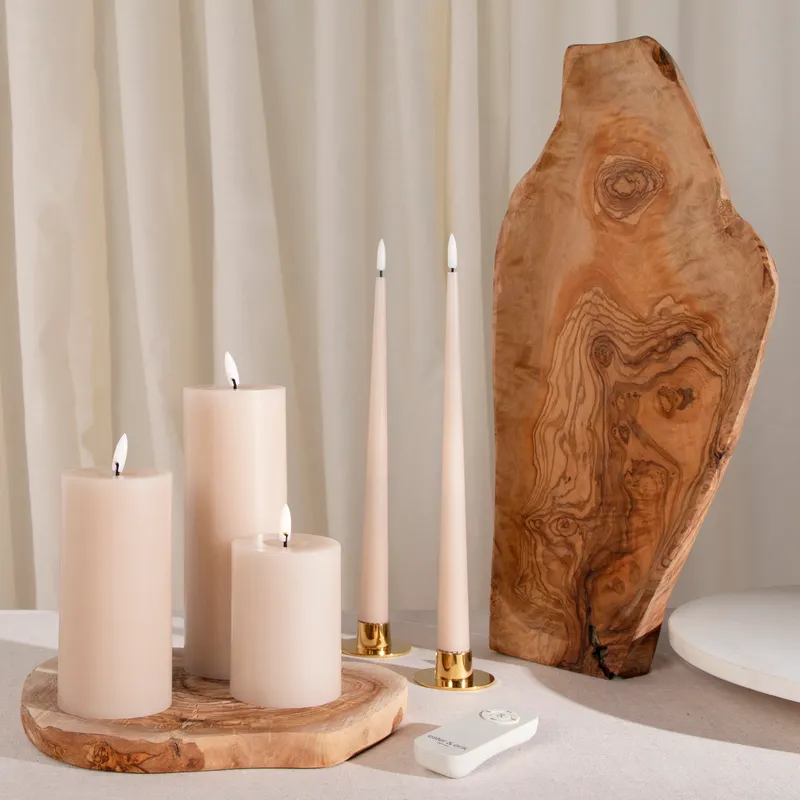 ERIK LED pillar candle ice latte - H20cm