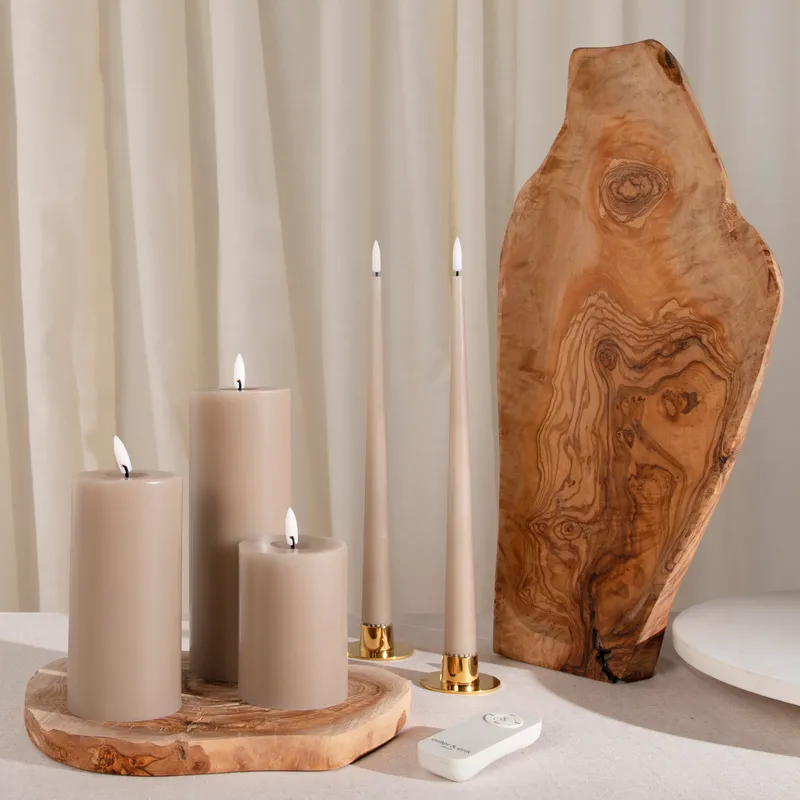 ERIK LED taper candles nougat note set of 2