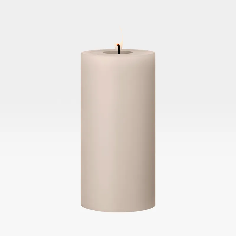 ERIK LED pillar candle linen grey - H15cm
