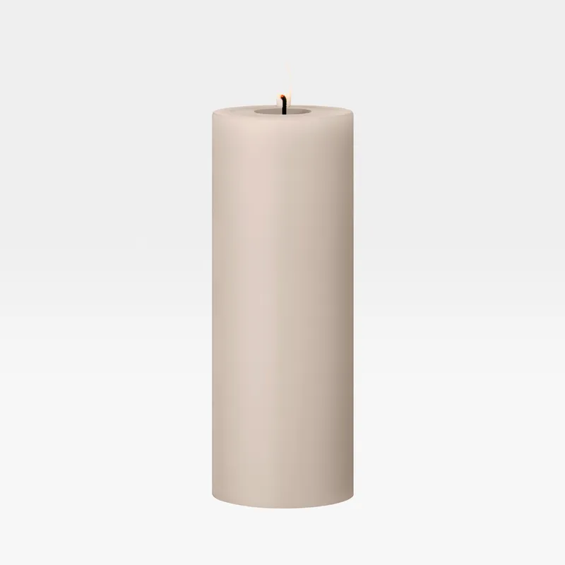 ERIK LED pillar candle linen grey - H20cm