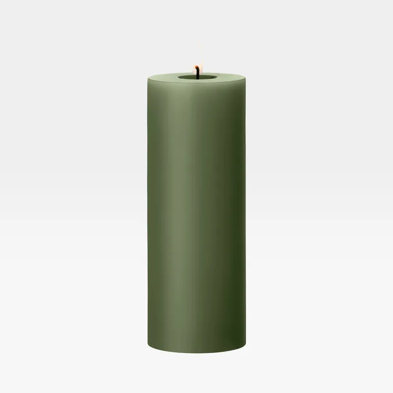 ERIK LED pillar candle green soil - H20cm