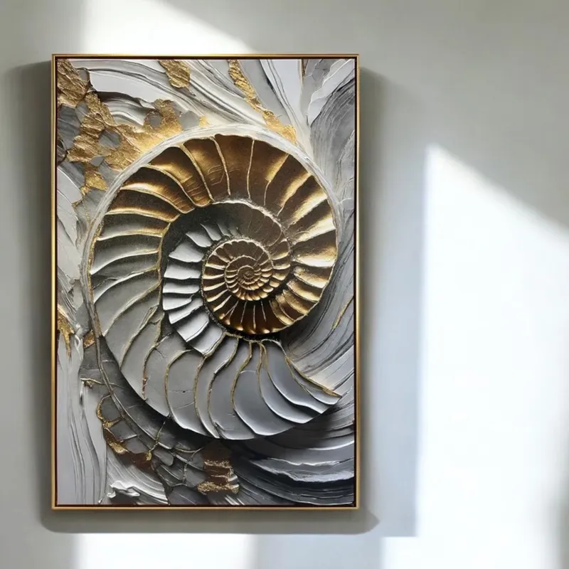 CONCH IV framed canvas gold - 82x122cm