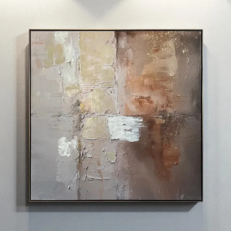 LIFE Style I framed canvas silver - 123x123cm