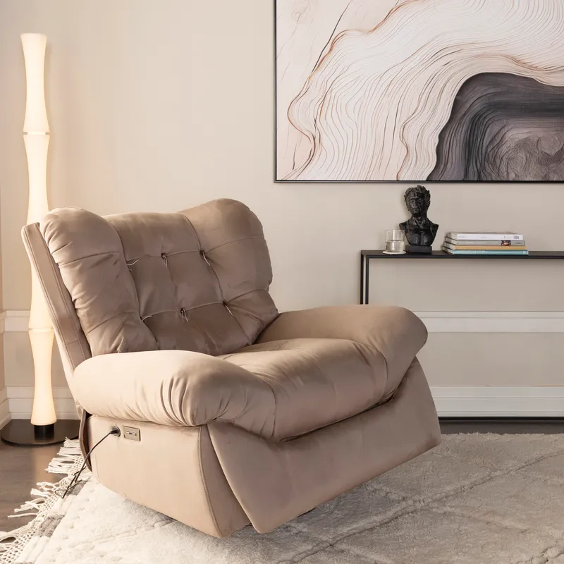 CALM swivel recliner armchair taupe