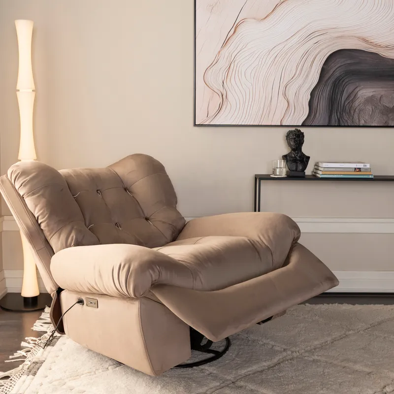CALM swivel recliner armchair taupe