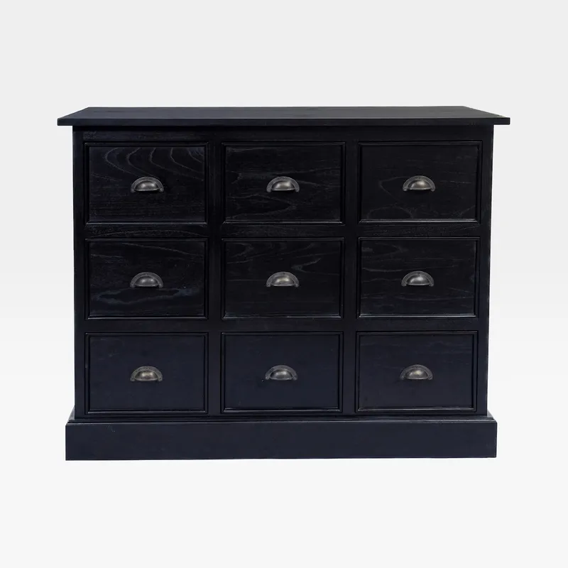 JONES chest of 9 drawers black