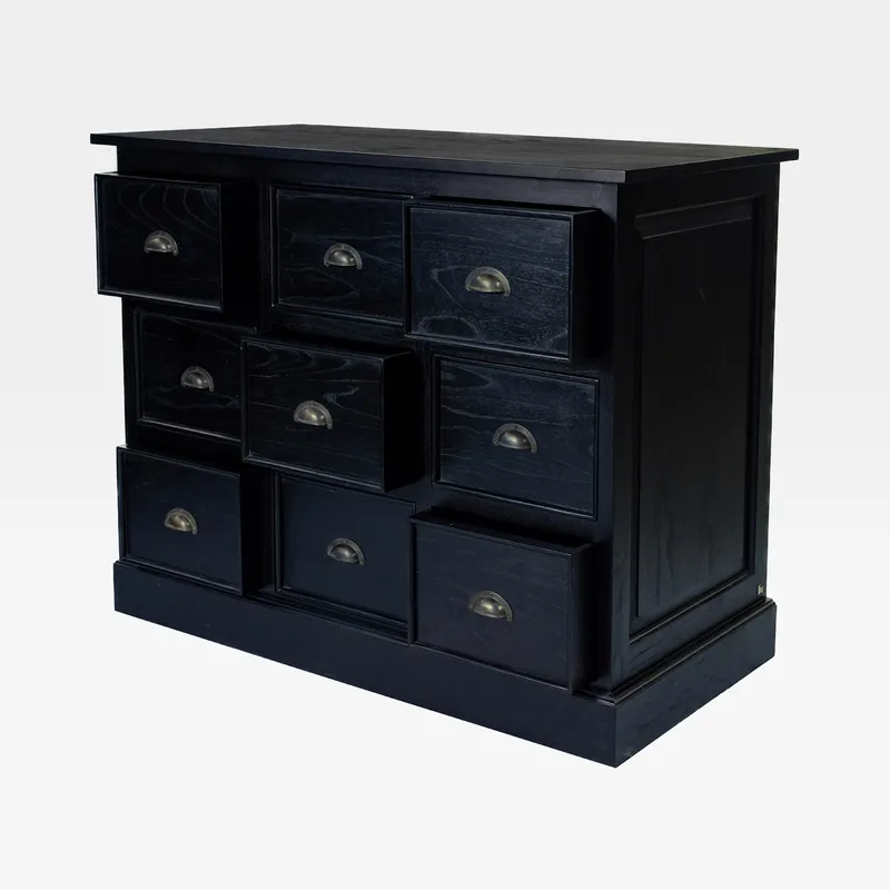JONES chest of 9 drawers black