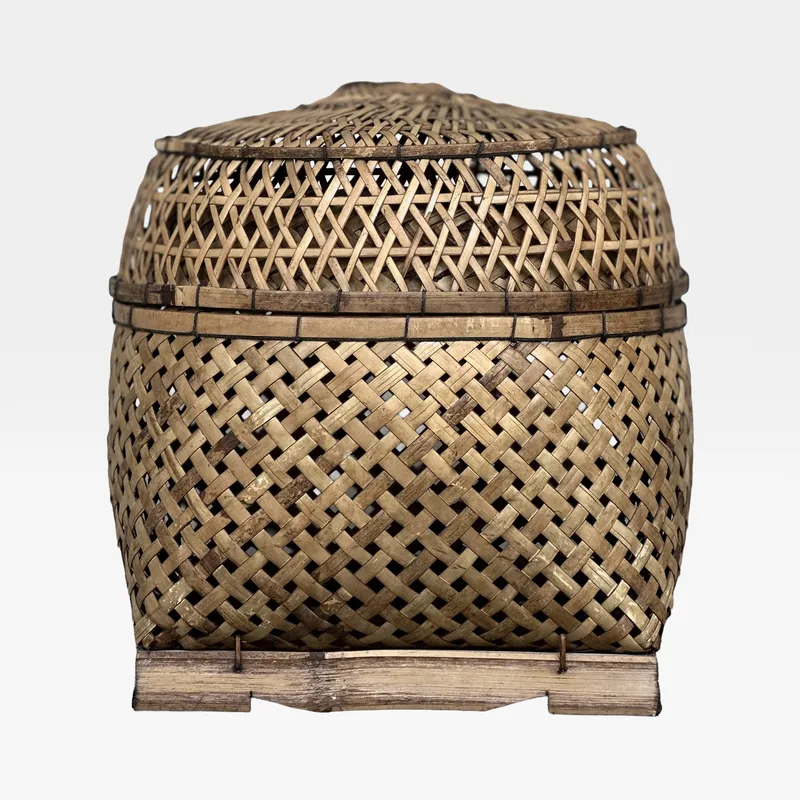 JANINA basket with lid brown - H37cm