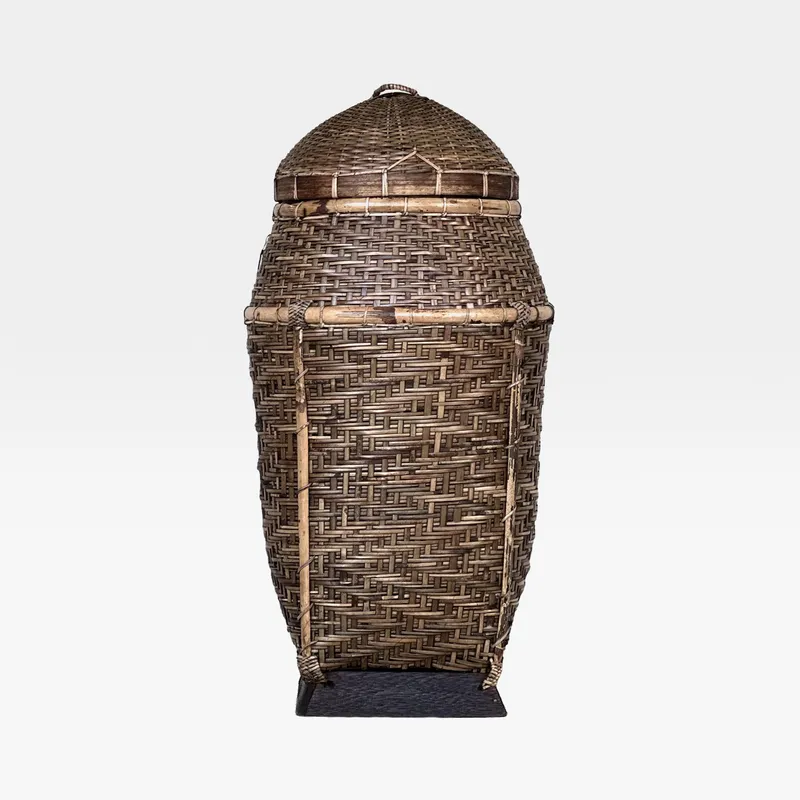AWAN basket with lid brown - H56cm