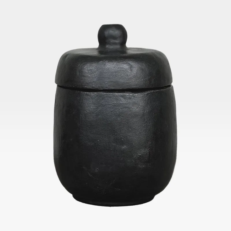 PEGO jar with lid black - H22cm