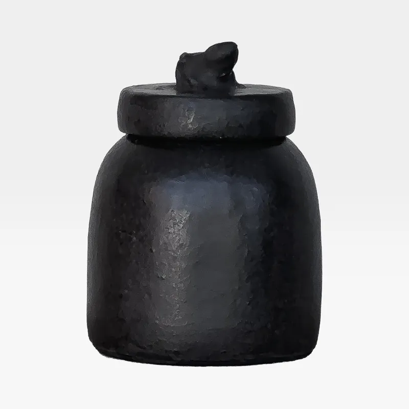 KODOK jar with lid black - H19cm