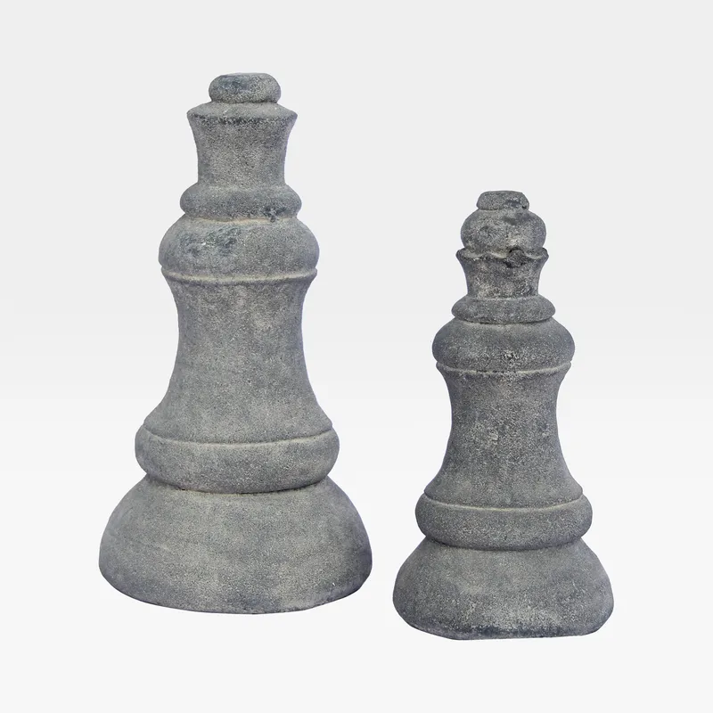 CHESS knight decoration grey set of 2
