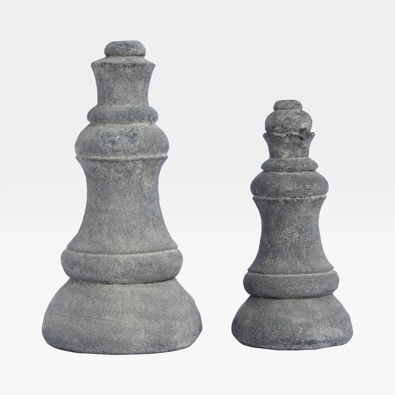 CHESS knight decoration grey set of 2