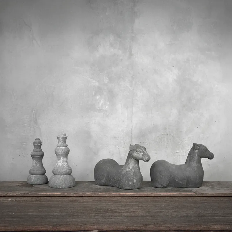 ABSTRACT horse decoration grey - H20cm